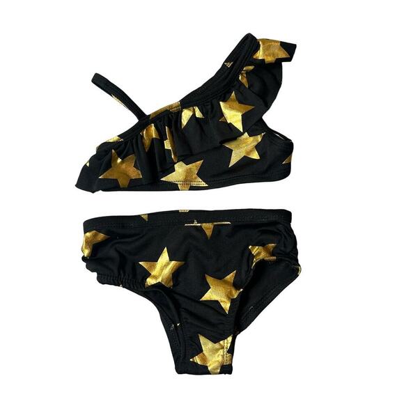 Pink Platinum Swimsuit Toddler Girls‎ 2T Black One Shoulder Pullover Bikini NEW - Picture 1 of 10